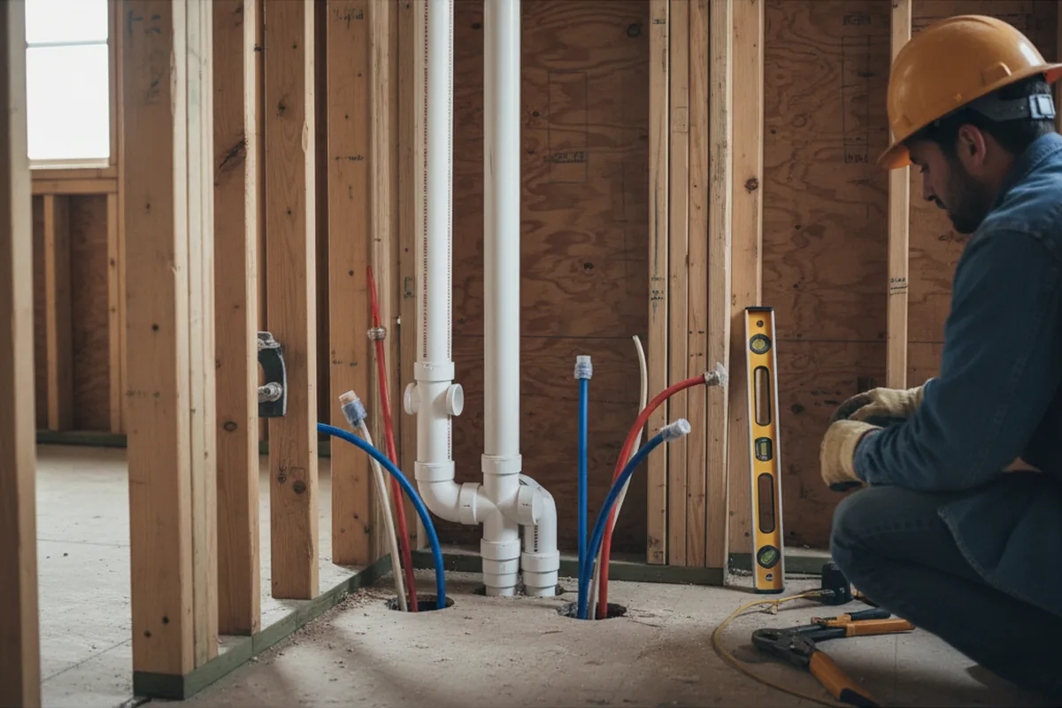 Drain and supply rough-in during Drain Cleaning in Wellsburg
